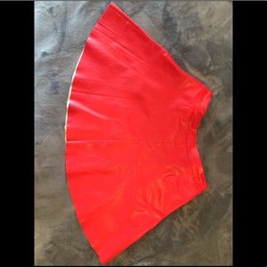 Red faux leather skater skirt